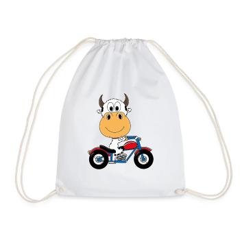 KUH - BAUERNHOF - TIER - TIERISCH - MOTORRAD - Turnbeutel - Weiß - Vorne