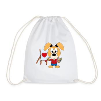 HUND - MALER - KÜNSTLER - KUNST - LIEBE - TIER - Turnbeutel - Weiß - Vorne