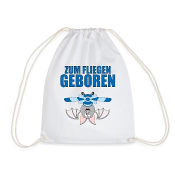 ZUM FLIEGEN GEBOREN - FLUGHUND - PILOT - FLUGZEUG - Turnbeutel - Weiß - Vorne