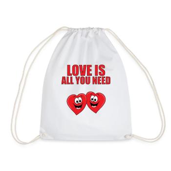LOVE IS ALL YOU NEED - HEARTS - HERZEN - LIEBE - Turnbeutel - Weiß - Vorne