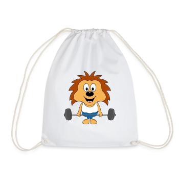 IGEL - FITNESS - SPORT - GEWICHTHEBER - TIER - Turnbeutel - Weiß - Vorne