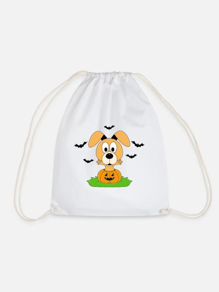 HUND - HALLOWEEN - KÜRBIS - FLEDERMÄUSE - Turnbeutel - Weiß