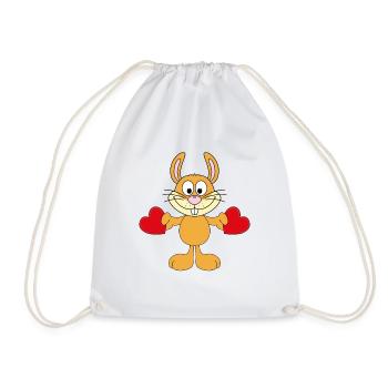 HASE - LIEBE - HERZEN - VERLIEBT - TIER - TIERISCH - Turnbeutel - Weiß - Vorne