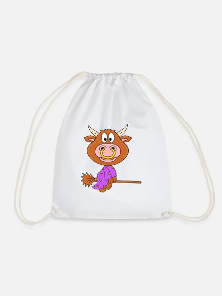 BULLE - STIER - KUH - HEXE - HALLOWEEN - TIERISCH - Turnbeutel - Weiß