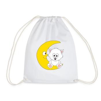 KATZE - KATER - MOND - TIER - KIND - BABY - Turnbeutel - Weiß - Vorne