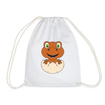 DINO - DINOSAURIER - EI - GEBURT - BABY - KIND - Turnbeutel - Weiß - Vorne