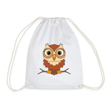 EULE - VOGEL - TIER - KIND - BABY - Turnbeutel - Weiß - Vorne