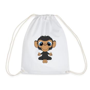 SCHIMPANSE - AFFE - YOGA - PILATES - KIND - BABY - Turnbeutel - Weiß - Vorne