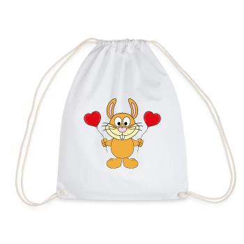 LUFTBALLONS - LIEBE - HASE - TIER - KIND - BABY - Turnbeutel - Weiß - Vorne