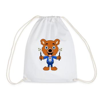 ZAUBERER - BÄR - TEDDY - TEDDYBÄR - ZAUBERN - Turnbeutel - Weiß - Vorne