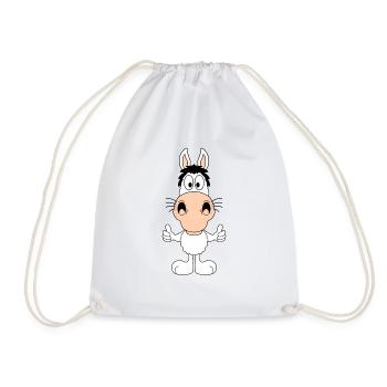 PFERD - PONY - REITEN - TIER - KIND - BABY - Turnbeutel - Weiß - Vorne