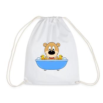 BADEWANNE - TEDDY - BÄR - TEDDYBÄR - Turnbeutel - Weiß - Vorne