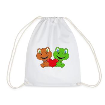 DINOS - DINOSAURIER - LIEBE - LOVE - KIND - BABY - Turnbeutel - Weiß - Vorne