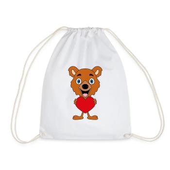TEDDY - BÄR - TEDDYBÄR - HERZ - LIEBE - VERLIEBT - Turnbeutel - Weiß - Vorne