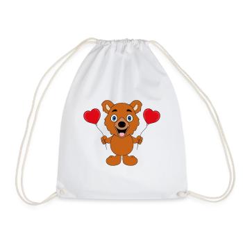 TEDDY - BÄR - TEDDYBÄR - LIEBE - LOVE - Turnbeutel - Weiß - Vorne