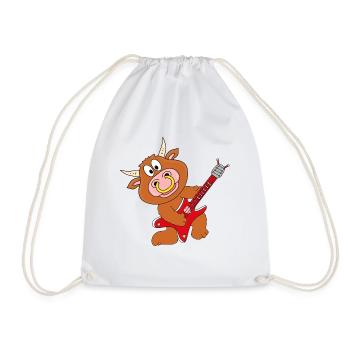 BULLE - STIER - KUH - RIND - GITARRE - MUSIK - Turnbeutel - Weiß - Vorne