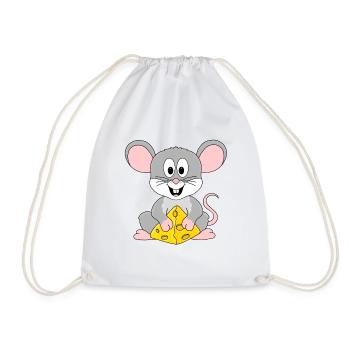 KÄSE - MAUS - TIER - KIND - BABY - Turnbeutel - Weiß - Vorne