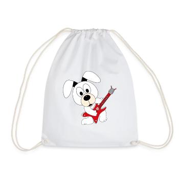 HUND - GITARRE - MUSIK - TIER - KIND - BABY - Turnbeutel - Weiß - Vorne