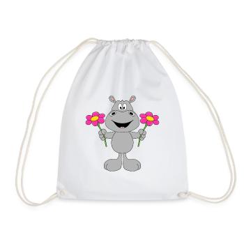 NILPFERD - BLUMEN - TIER - KIND - BABY - LIEBE - Turnbeutel - Weiß - Vorne