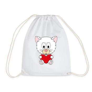 KATZE - KATER - LIEBE - LOVE - TIER - BABY - Turnbeutel - Weiß - Vorne