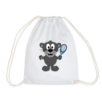 PANTHER - TENNIS - SPORT - TIER - KIND - BABY - Turnbeutel - Weiß - Vorne
