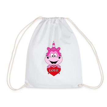 EINHORN - LIEBE - HERZ - LOVE - KIND - BABY - Turnbeutel - Weiß - Vorne