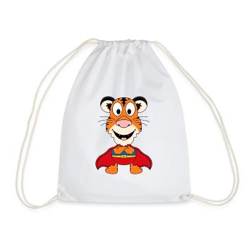 TIGER - SUPERHELD - HELD - TIER - KIND - BABY - Turnbeutel - Weiß - Vorne