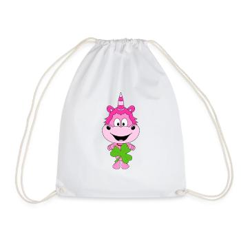 EINHORN - KLEEBLATT - KIND - BABY - Turnbeutel - Weiß - Vorne