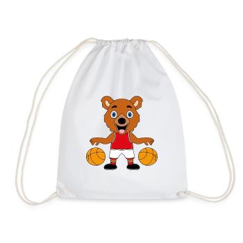 TEDDY - BÄR - TEDDYBÄR - BASKETBALL - SPORT - Turnbeutel - Weiß - Vorne