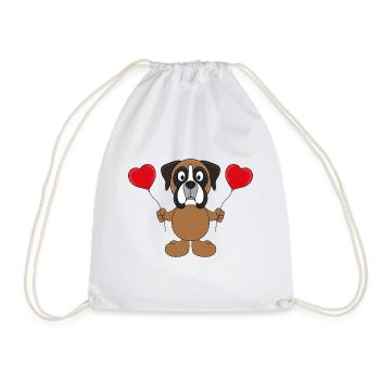 HUND - BOXER - LUFTBALLONS - LIEBE - LOVE - Turnbeutel - Weiß - Vorne
