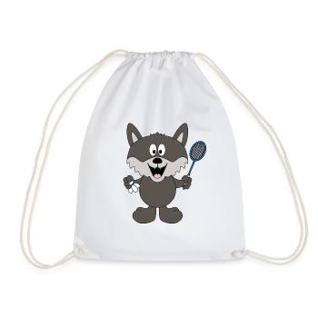 WOLF - FEDERBALL - BADMINTON - SPORT - TIER - Turnbeutel - Weiß - Vorne