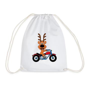 REH - MOTORRAD - BIKER - MOTORSPORT - TIER - Turnbeutel - Weiß - Vorne