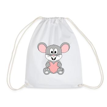 MAUS - LIEBE - LOVE - TIER - TIERISCH - Turnbeutel - Weiß - Vorne