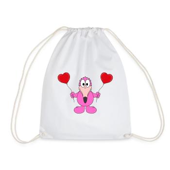 FLAMINGO - LUFTBALLONS - LIEBE - LOVE - TIER - Turnbeutel - Weiß - Vorne