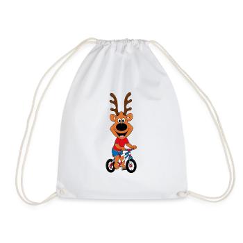 REH - FAHRRAD - RAD - TIER - KIND - BABY - Turnbeutel - Weiß - Vorne