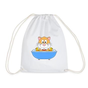 HAMSTER - BADEWANNE - BADEN - TIER - TIERISCH - Turnbeutel - Weiß - Vorne