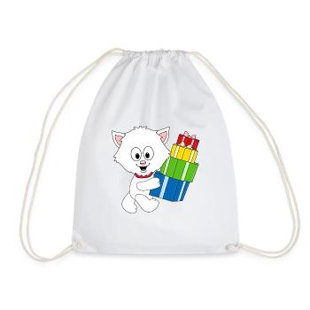 KATZE - GESCHENKE - WEIHNACHTEN - TIER - TIERISCH - Turnbeutel - Weiß - Vorne