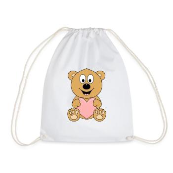 TEDDY - BÄR - TEDDYBÄR - LIEBE - HERZ - VERLIEBT - Turnbeutel - Weiß - Vorne