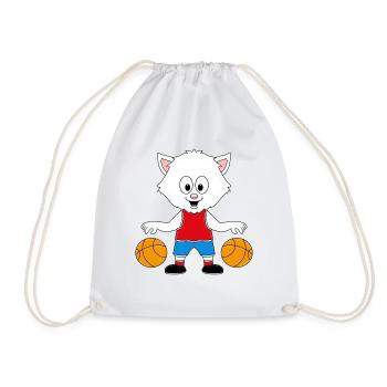 KATZE - BASKETBALL - SPORT - TIER - TIERISCH - Turnbeutel - Weiß - Vorne