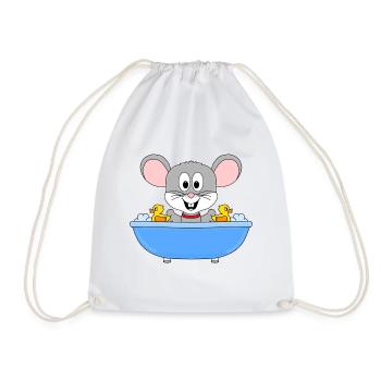 MAUS - BADEWANNE - TIER - TIERISCH - Turnbeutel - Weiß - Vorne