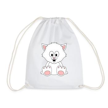 KATZE - KATER - TIER - TIERISCH - KIND - BABY - Turnbeutel - Weiß - Vorne
