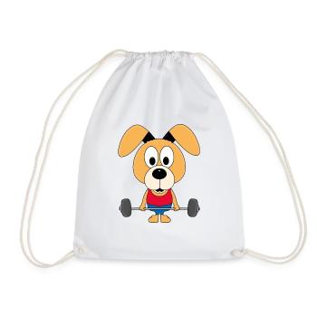HUND - FITNESS - GEWICHTHEBER - FIT - SPORT - TIER - Turnbeutel - Weiß - Vorne