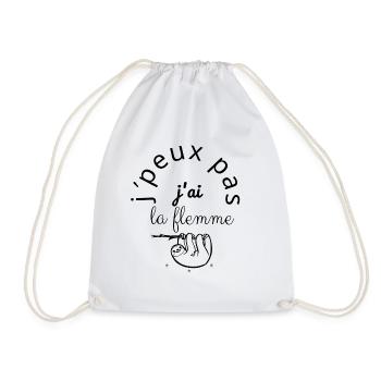 J'Peux Pas J'ai la flemme noir - Sac de sport léger - blanc - Devant