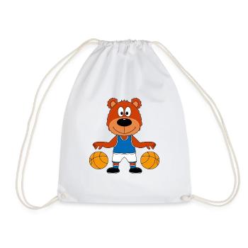 BASKETBALL - SPORT - TIER - BÄR - TEDDYBÄR - TEDDY - Turnbeutel - Weiß - Vorne