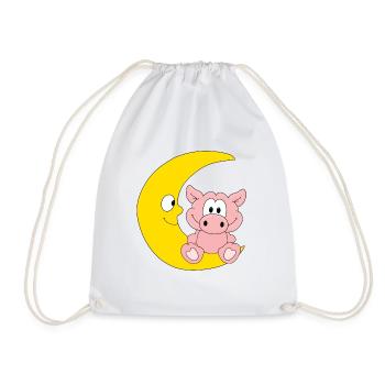 MOND - SCHWEIN - TIER - TIERISCH - KIND - BABY - Turnbeutel - Weiß - Vorne