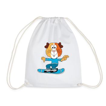 MEERSCHWEINCHEN - SNOWBOARD - SPORT - TIER - KIND - Turnbeutel - Weiß - Vorne