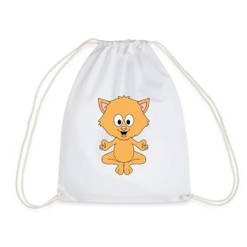 YOGA - PILATES - KATZE - KATER - TIER - Turnbeutel - Weiß - Vorne