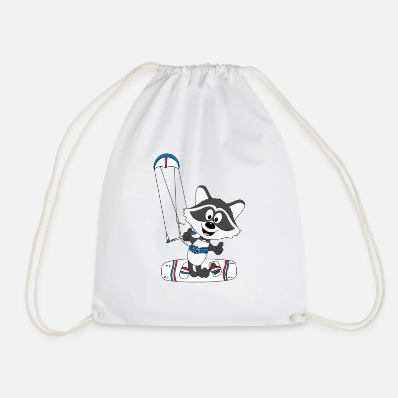WASCHBÄR - KITER - KITESURFER - KITE - KITEN - Turnbeutel - Weiß
