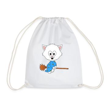 KATZE - HEXE - TIER - TIERISCH - KIND - BABY - Turnbeutel - Weiß - Vorne