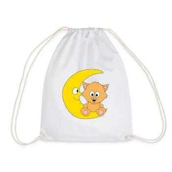 KATZE - MOND - KATER - TIER - TIERISCH - Turnbeutel - Weiß - Vorne